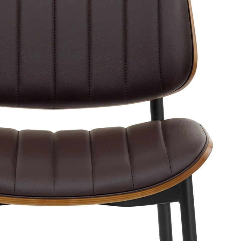 Chaise Bois Faux Cuir - Lara Marron