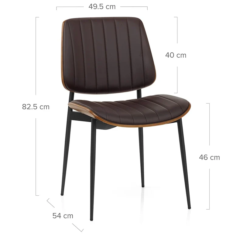 Chaise Bois Faux Cuir - Lara Marron