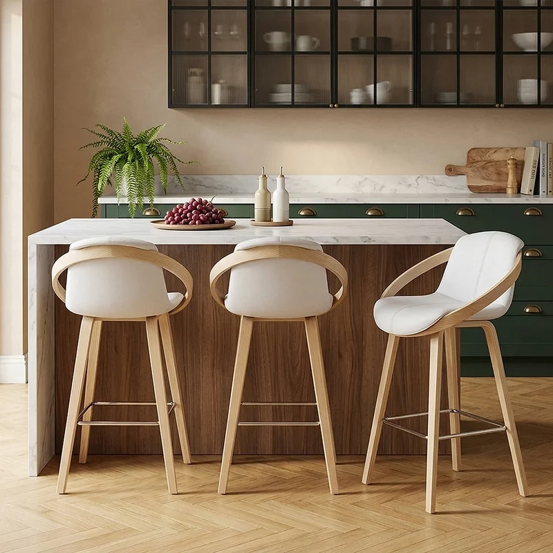 Tabouret de bar Faux Cuir - Atom Blanc