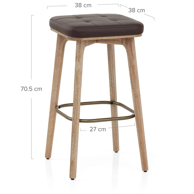 Tabouret Faux Cuir Bois - Malmo Marron
