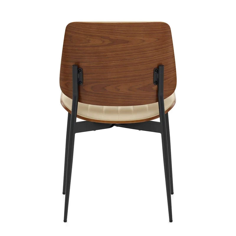 Chaise Bois Faux Cuir - Lara Crème