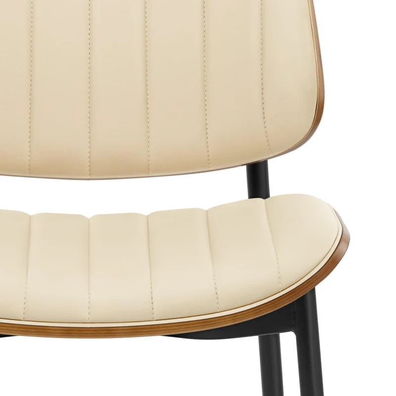 Chaise Bois Faux Cuir - Lara Crème