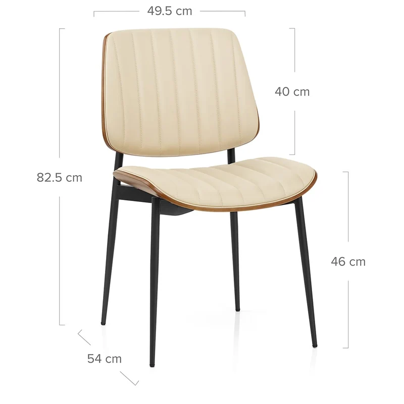 Chaise Bois Faux Cuir - Lara Crème