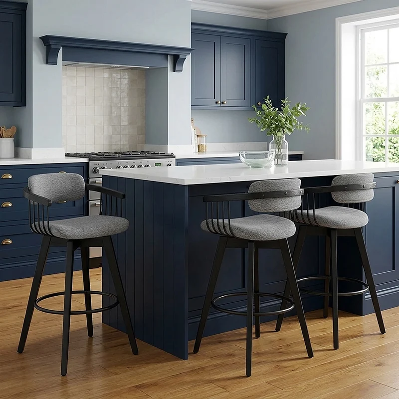 Tabouret de Bar Tissu - Electra Gris