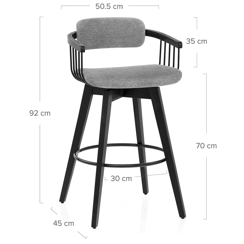 Tabouret de Bar Tissu - Electra Gris