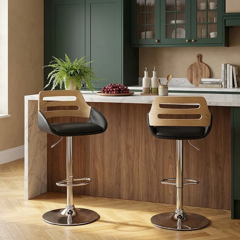 Tabouret de bar Faux Cuir - Trio Noir
