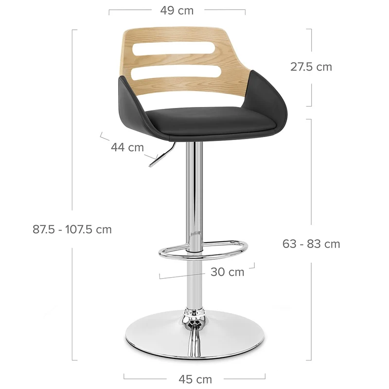 Tabouret de bar Faux Cuir - Trio Noir