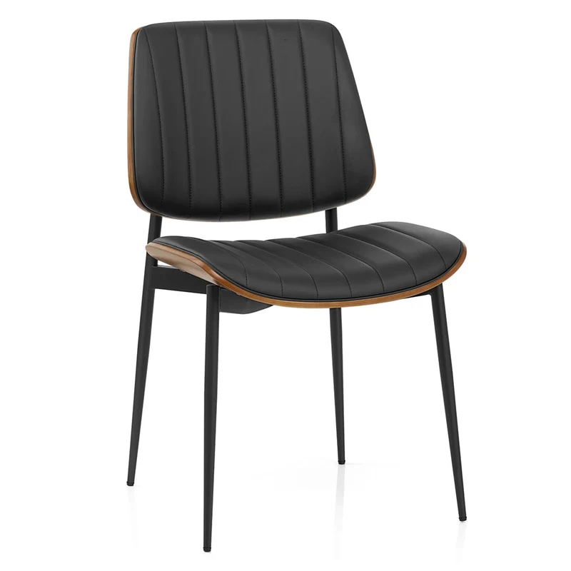 Chaise Bois Faux Cuir - Lara Noir
