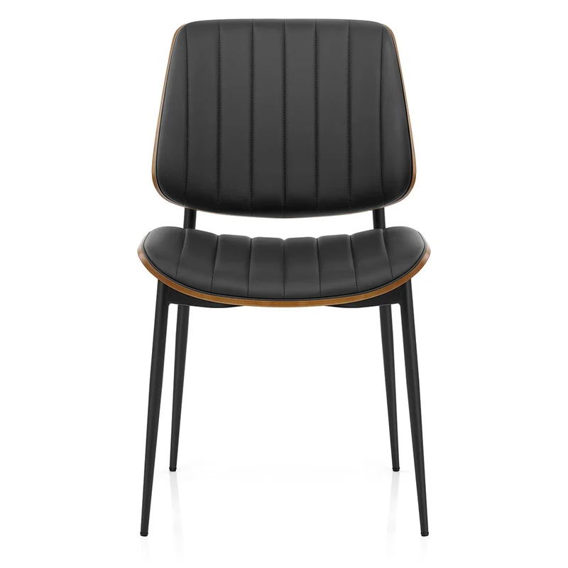 Chaise Bois Faux Cuir - Lara Noir