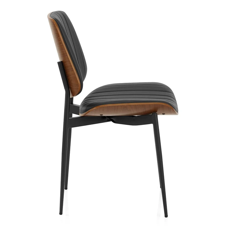 Chaise Bois Faux Cuir - Lara Noir