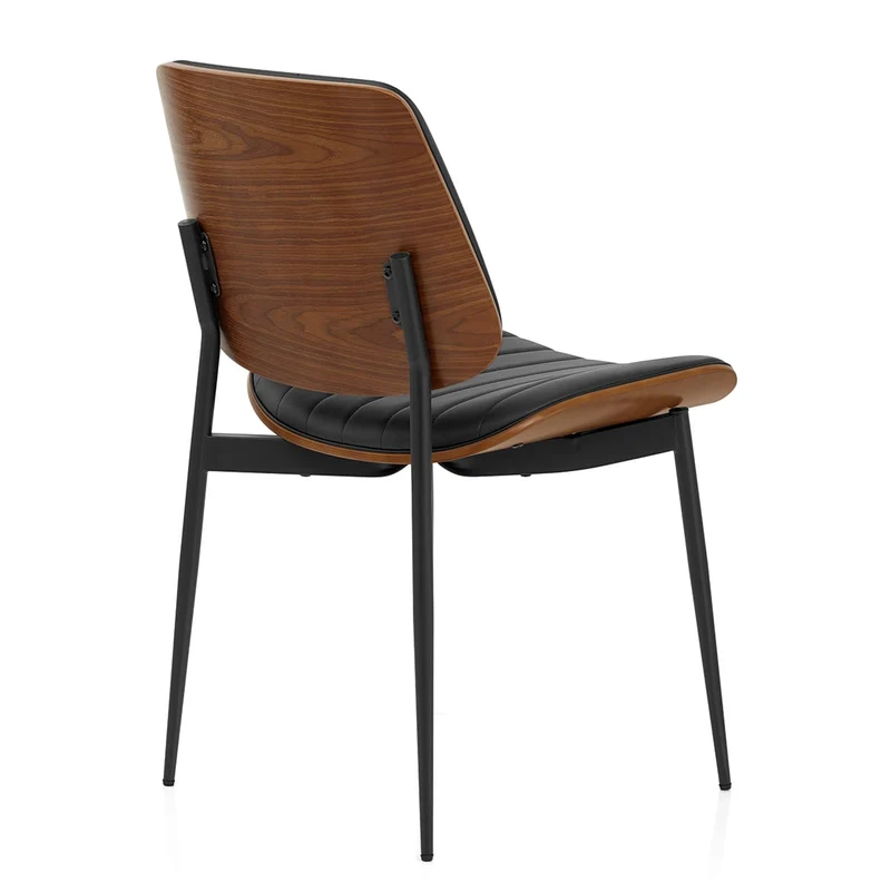 Chaise Bois Faux Cuir - Lara Noir
