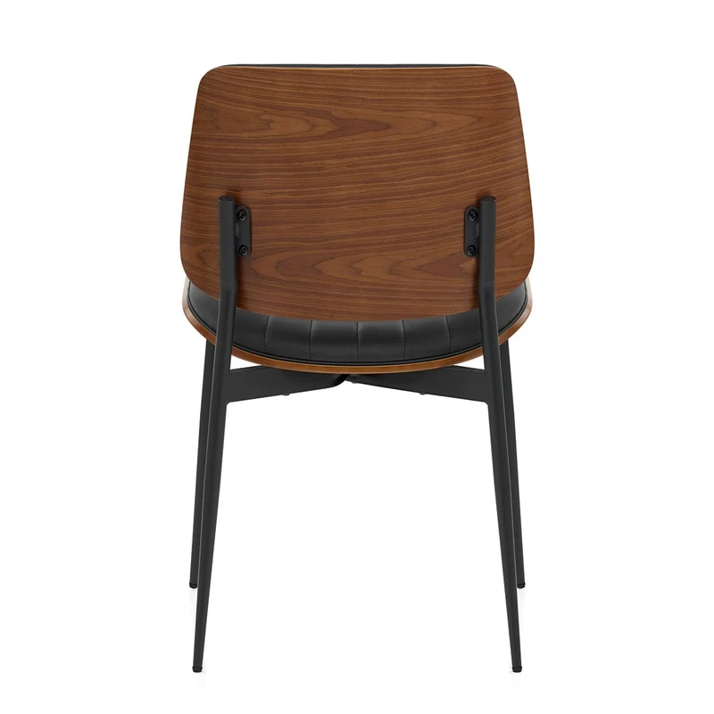 Chaise Bois Faux Cuir - Lara Noir