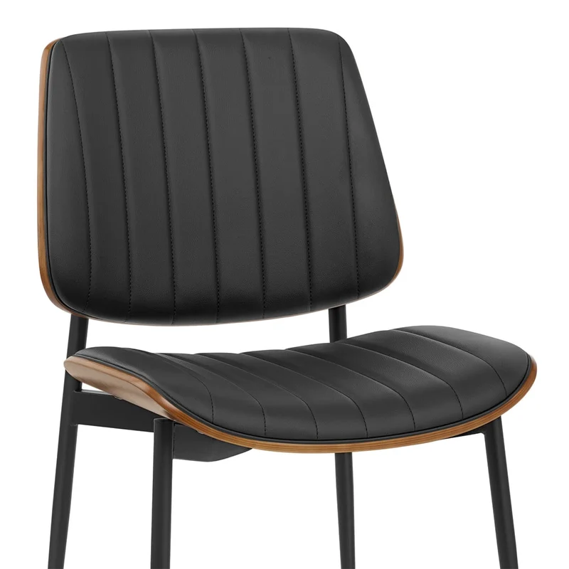 Chaise Bois Faux Cuir - Lara Noir