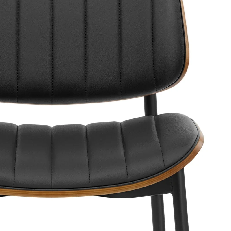 Chaise Bois Faux Cuir - Lara Noir