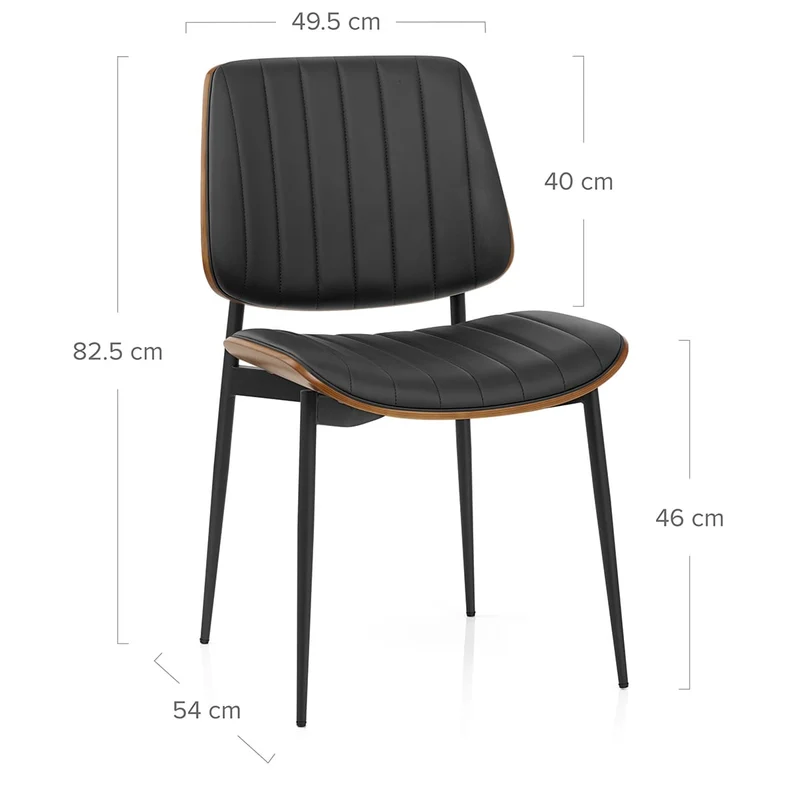 Chaise Bois Faux Cuir - Lara Noir