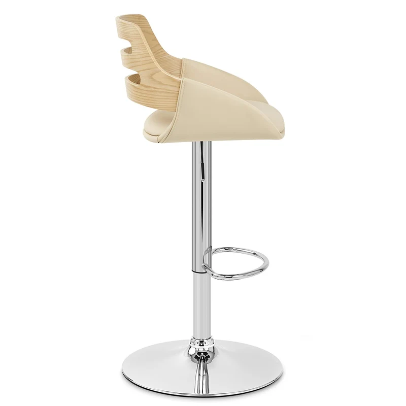 Tabouret de bar Faux Cuir - Trio Crème
