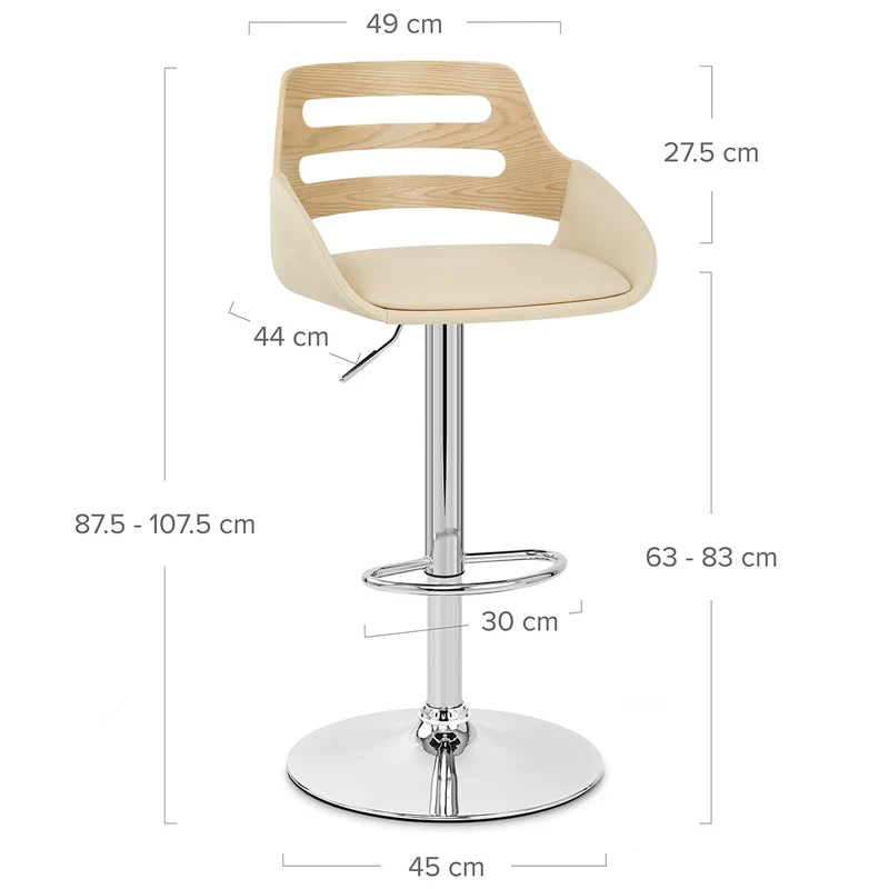 Tabouret de bar Faux Cuir - Trio Crème