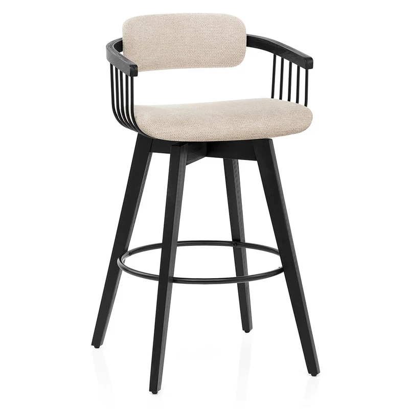 Tabouret de Bar Tissu - Electra Crème