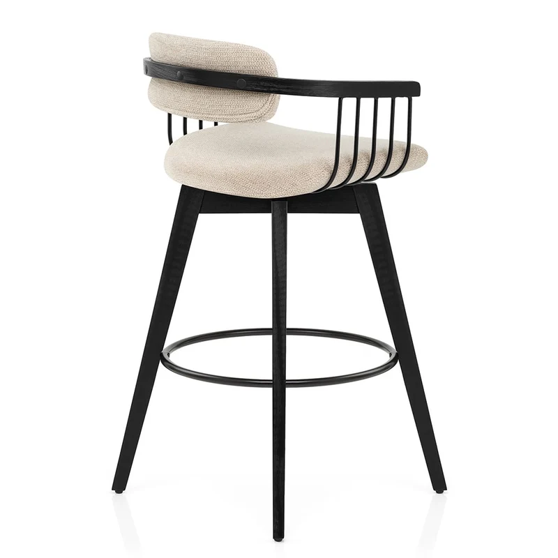 Tabouret de Bar Tissu - Electra Crème