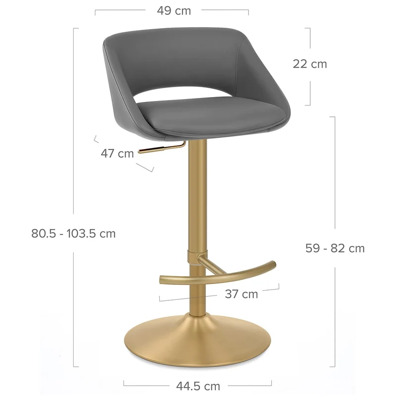 Tabouret de Bar Metal Doré - Tulsa Gris