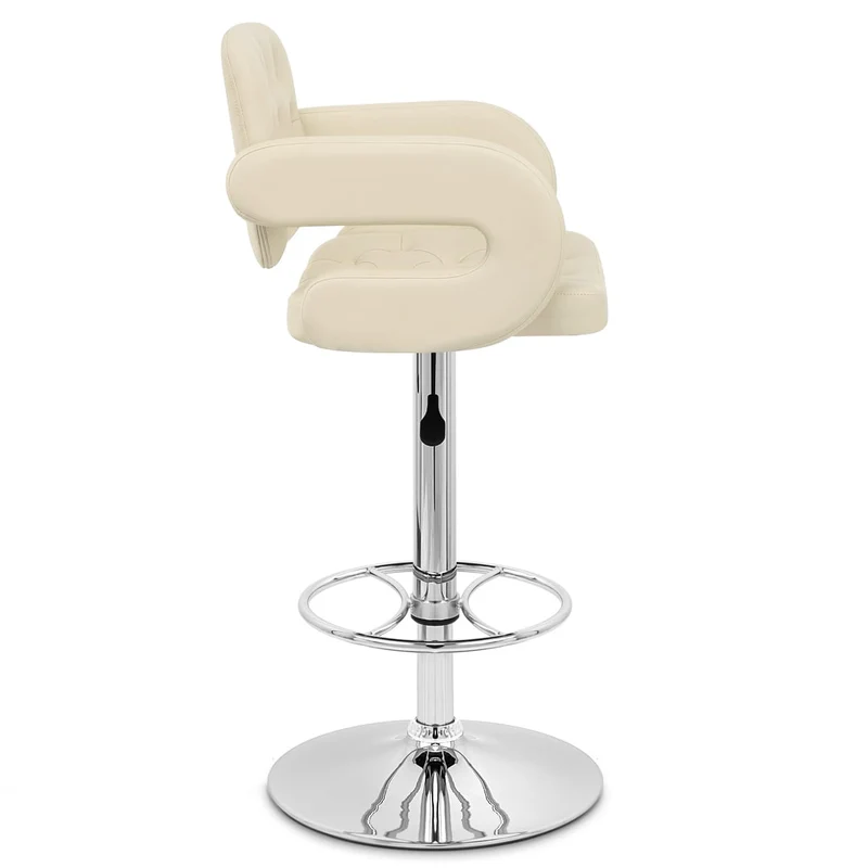 Chaise de Bar Faux Cuir Chrome - Polaris Crème