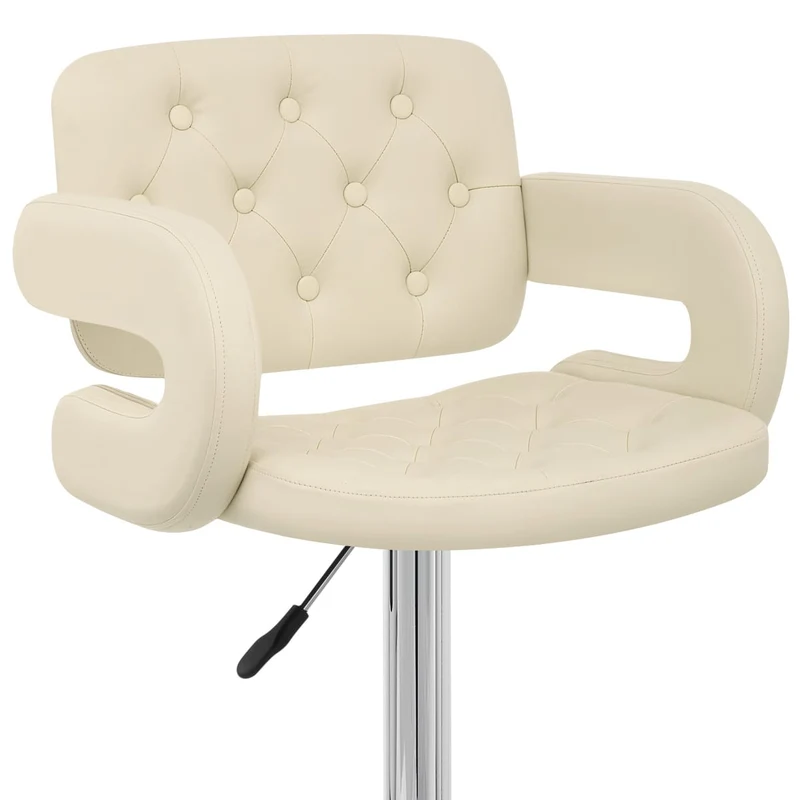 Chaise de Bar Faux Cuir Chrome - Polaris Crème