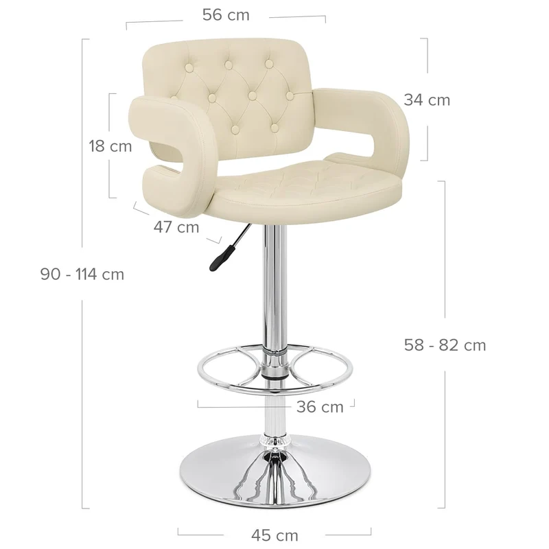 Chaise de Bar Faux Cuir Chrome - Polaris Crème