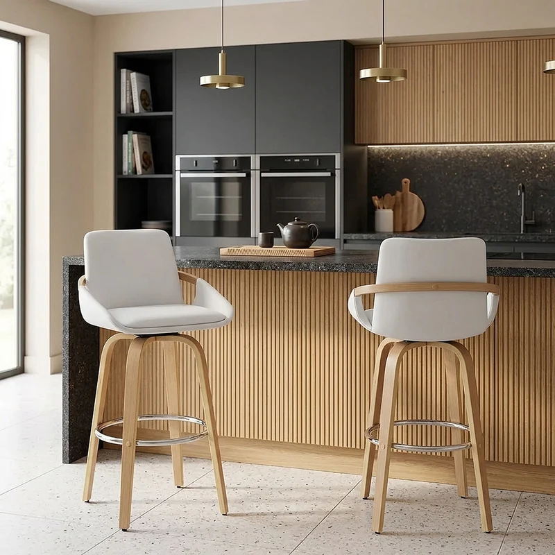 Tabouret de Bar Faux Cuir - Ohio Blanc