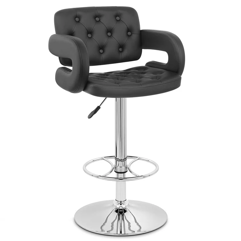 Chaise de Bar Faux Cuir Chrome - Polaris Noir