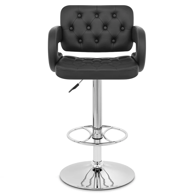 Chaise de Bar Faux Cuir Chrome - Polaris Noir