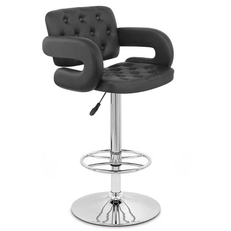 Chaise de Bar Faux Cuir Chrome - Polaris Noir