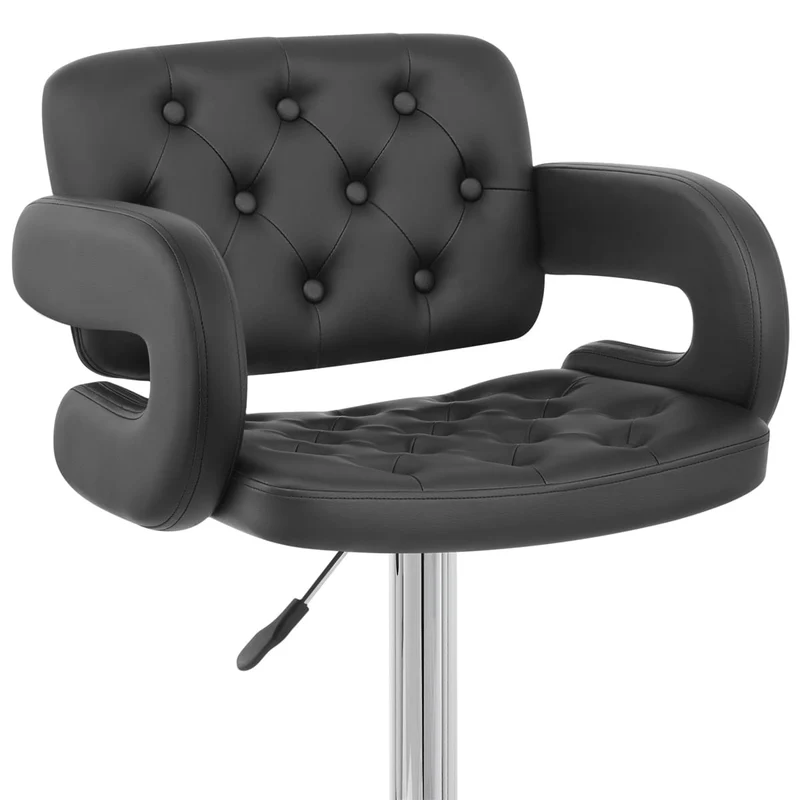 Chaise de Bar Faux Cuir Chrome - Polaris Noir