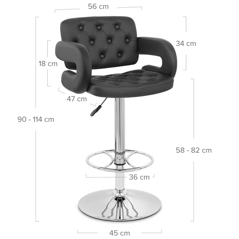 Chaise de Bar Faux Cuir Chrome - Polaris Noir