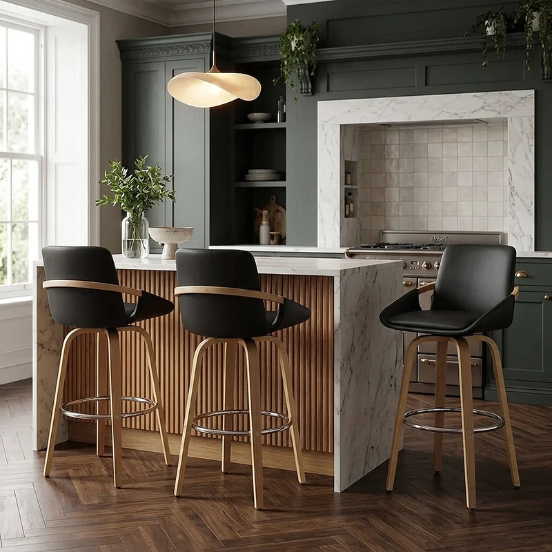 Tabouret de Bar Faux Cuir - Ohio Noir