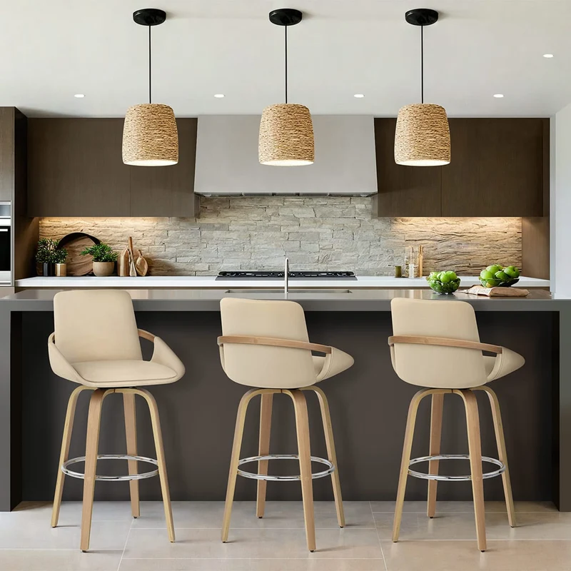 Tabouret de Bar Faux Cuir - Ohio Crème