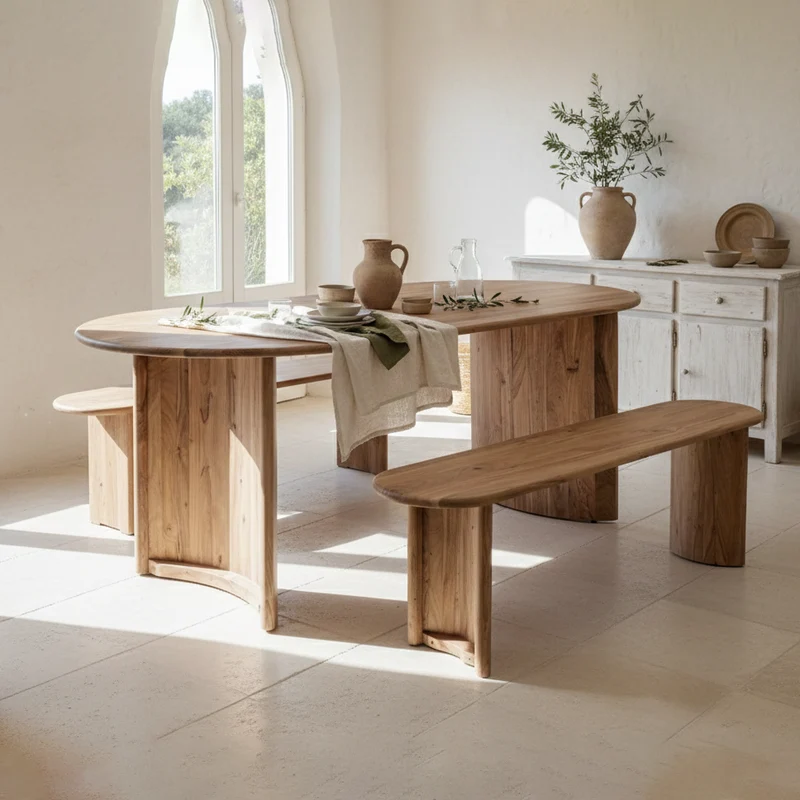 Banc arrondi bois massif | Acacia Ellipse Naturel