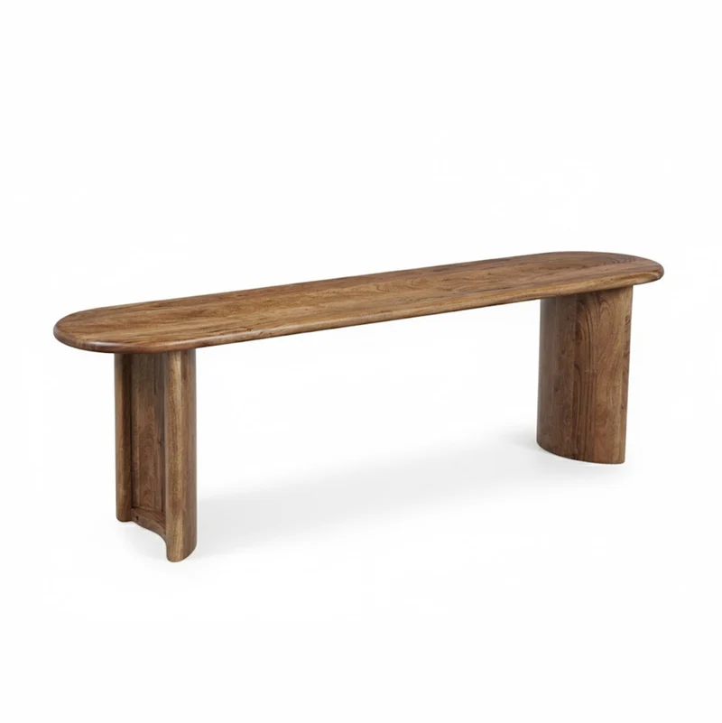 Banc arrondi miel en bois massif acacia - Ellipse