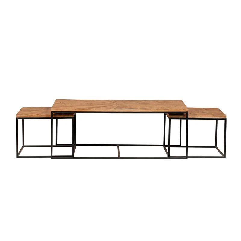Tables basses rectangulaires set de 3 manguier | Solaris II