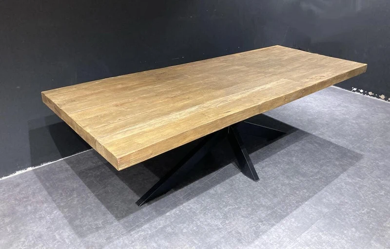 Table en Teck Massif (9 cm) sur Mesure - Pieds au Choix