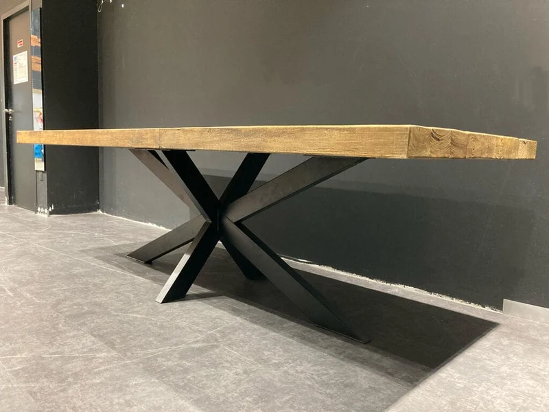 Table en Teck Massif (9 cm) sur Mesure - Pieds au Choix