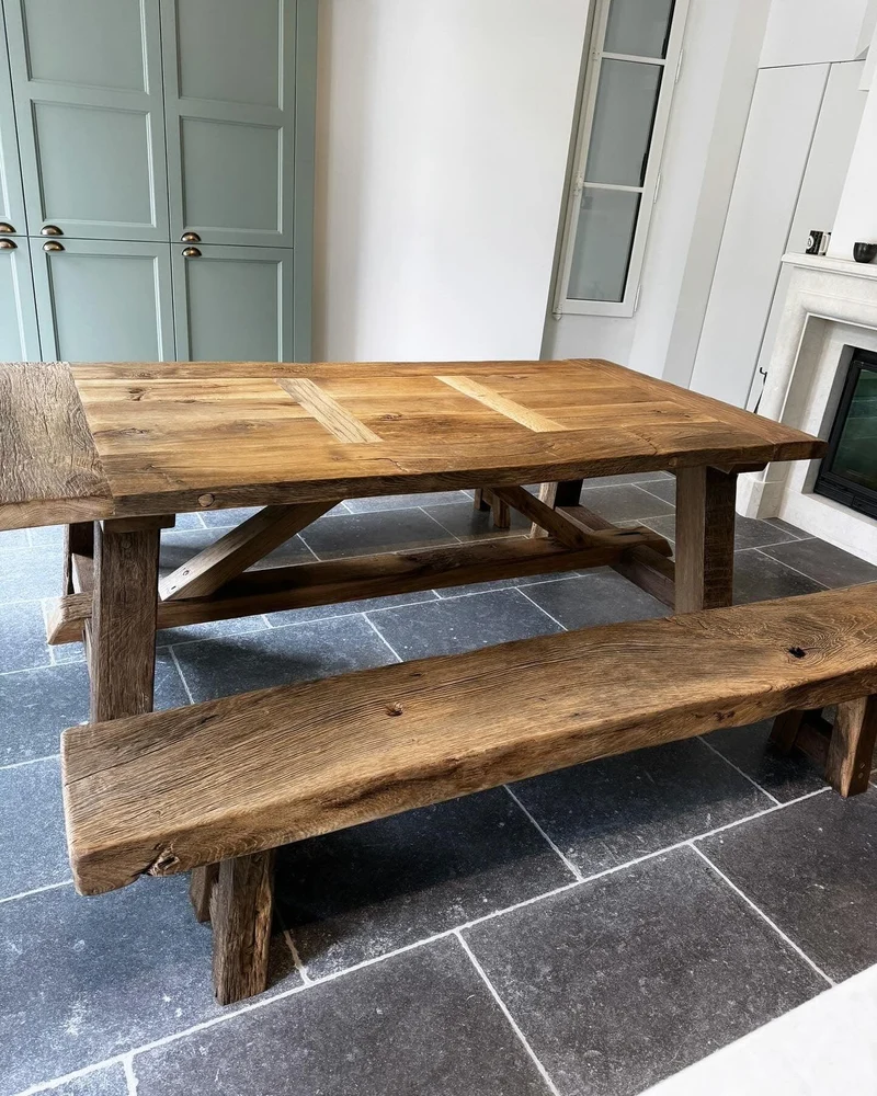 Table de Ferme en Vieux Chêne Massif Centenaire - Sur Mesure