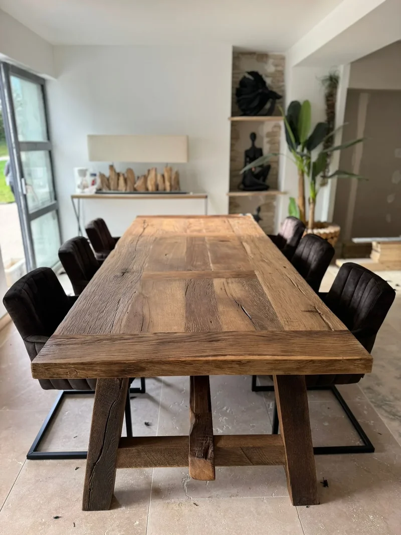 Table de Ferme en Vieux Chêne Massif Centenaire - Sur Mesure