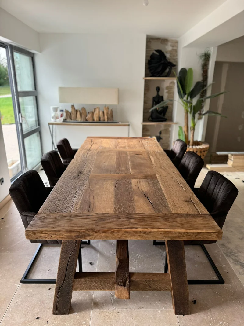 Table de Ferme en Vieux Chêne Massif Centenaire - Sur Mesure