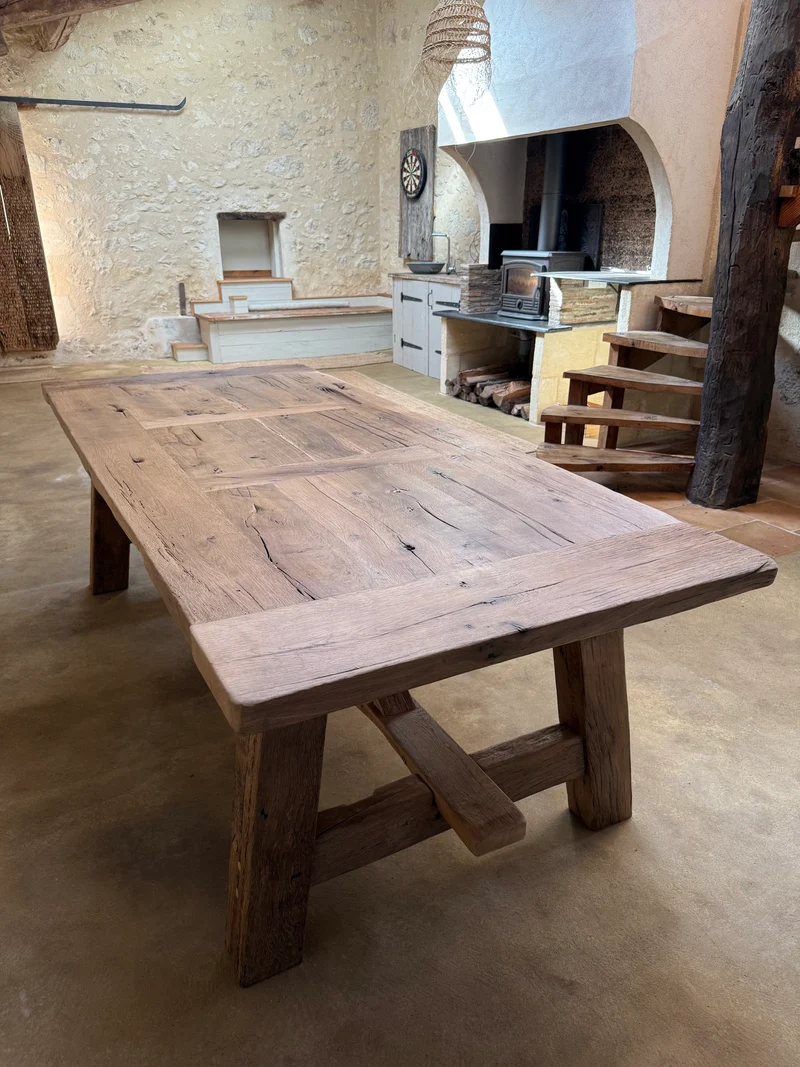 Table de Ferme en Vieux Chêne Massif Centenaire - Sur Mesure