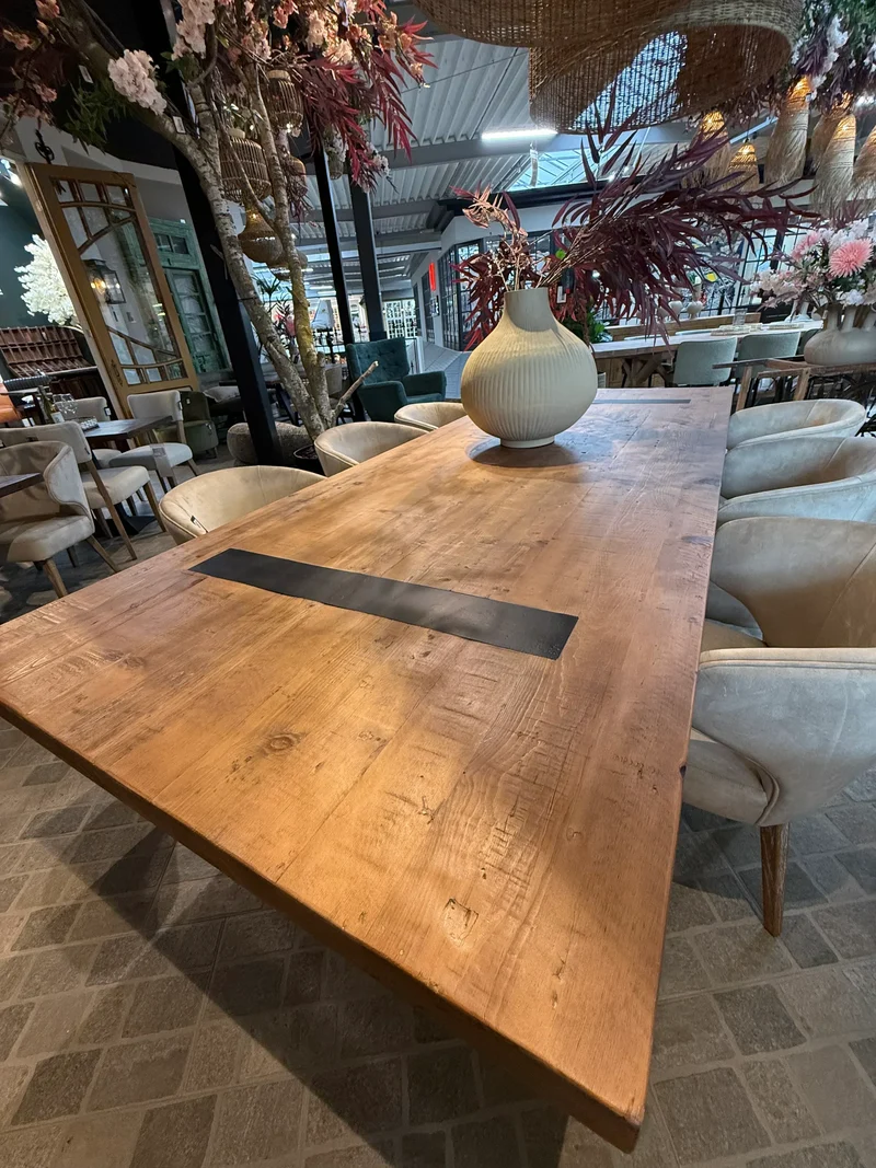 Table à Manger de 2m40 en Bois Massif avec Pieds U Apparents