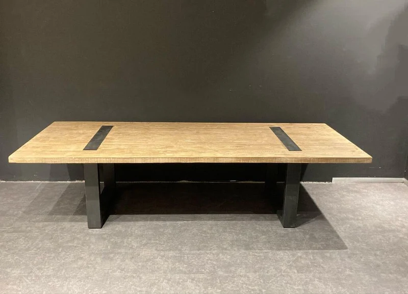 Table en Bois Massif avec Pieds U Apparents (300x120 cm)