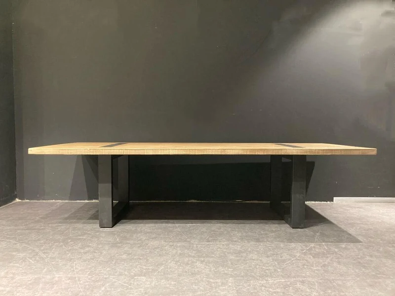 Table en Bois Massif avec Pieds U Apparents (300x120 cm)