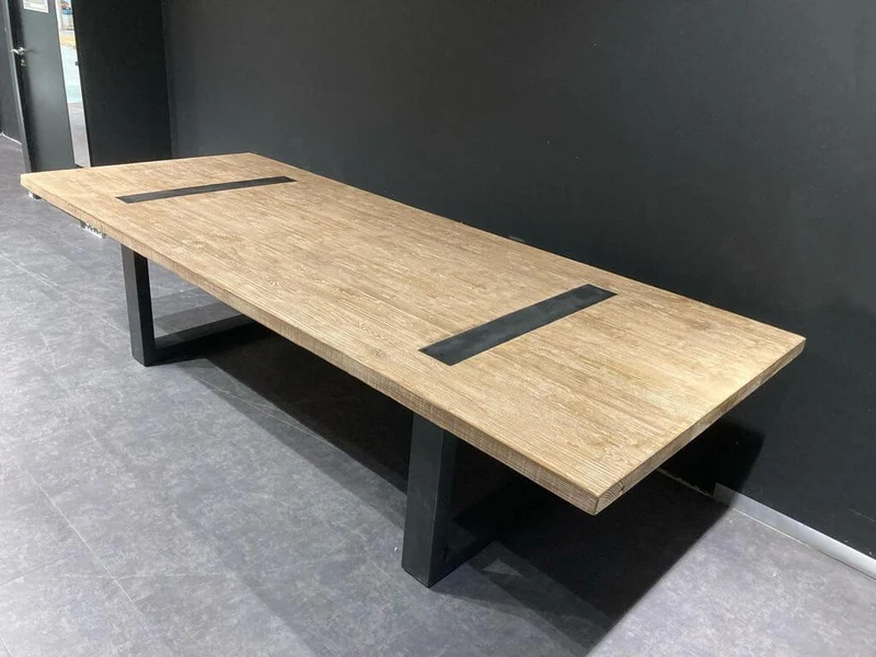 Table en Bois Massif avec Pieds U Apparents (300x120 cm)
