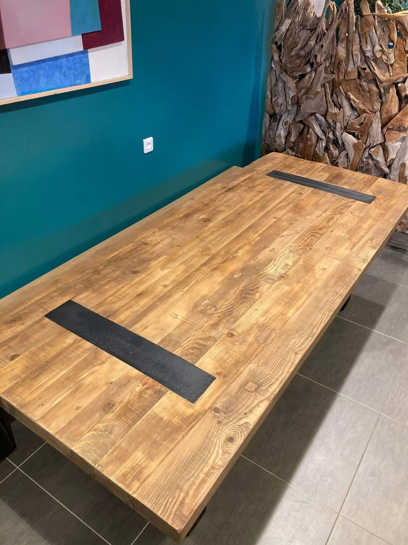 Table en Bois Massif avec Pieds U Apparents (300x120 cm)