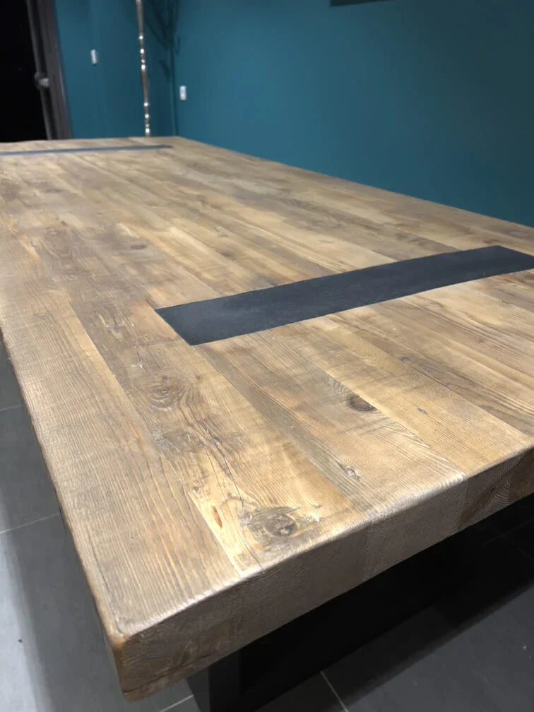 Table en Bois Massif avec Pieds U Apparents (300x120 cm)